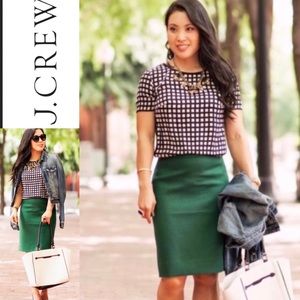 J. CREW NO.2 PENCIL SKIRT. HUNTER GREEN SIZE 12